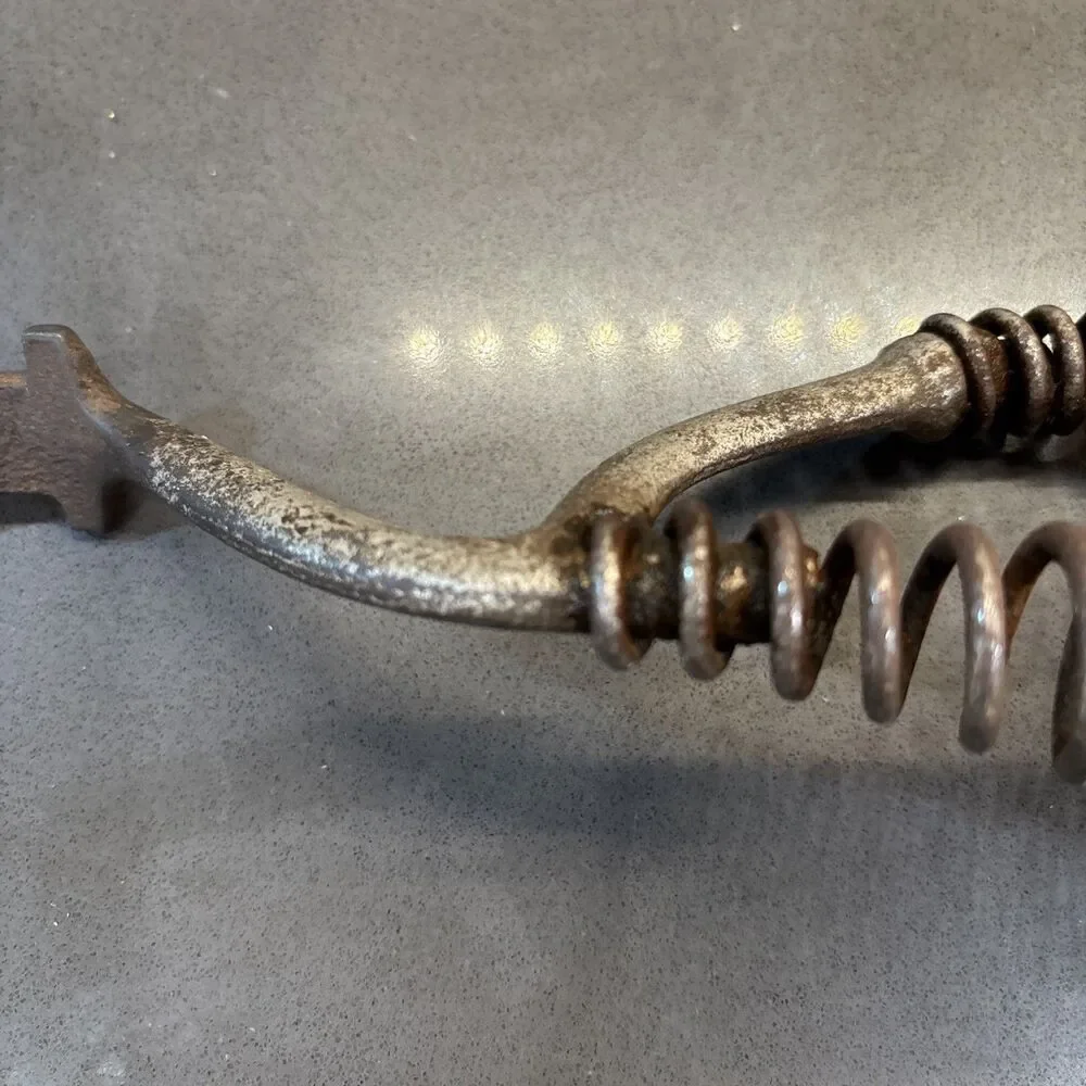 Vintage Antique Cast Iron Stove Lid Lifter Spring Handle USA Wear Kitchen Metal